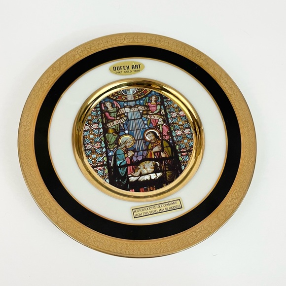 Vintage Dufex Art 24K Gold Trim 6” Decorative Collectible Nativity Scene Plate - Picture 12 of 12